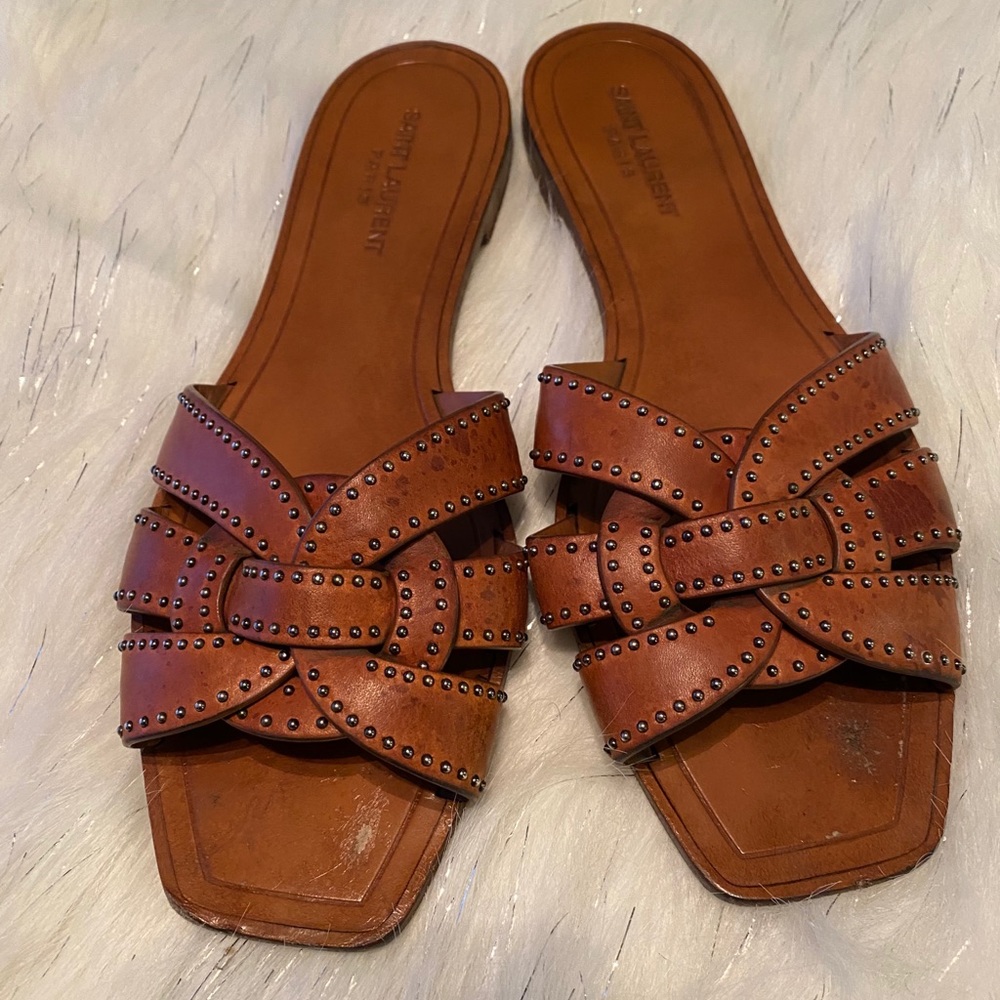 YSL Tribute Studded Sandals